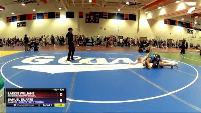 120 lbs Cons. Round 1 - Larkin Williams, Fishburne Military School vs Samuel Duarte, Hanover Hawkeye Youth Wrestlin