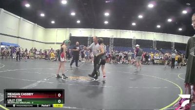 92 lbs Round 1 (4 Team) - Lilly Cox, Relentless Wrestling vs Meagan Cassidy, Bad Bass