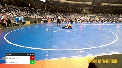 80 lbs Round Of 16 - Cooper Durham, Bulls vs Roman Moore, Moen Wrestling Academy