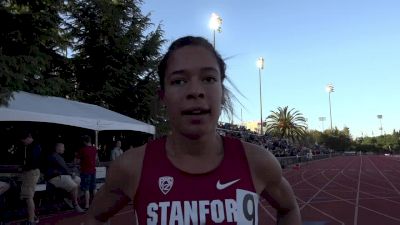 Claudia Saunders after new 1500 PB at Stanford Invite