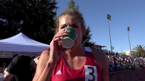 Katie Mahoney after steeple PB at Stanford Invite