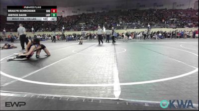 105 lbs Consolation - Brailyn Schroeder, Kingfisher YellowJackets vs Justice Davis, Lady Outlaw Wrestling Academy