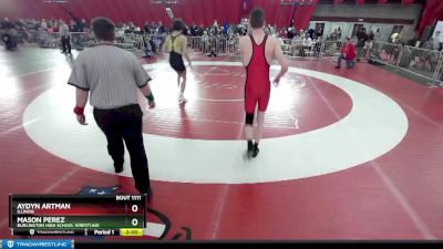 144 lbs Quarterfinal - Mason Perez, Burlington High School Wrestling vs Aydyn Artman, Illinois