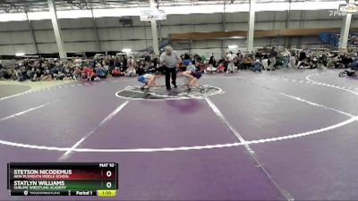 80 lbs Champ. Round 2 - Stetson Nicodemus, New Plymouth Middle School vs Statlyn Williams, Sublime Wrestling Academy