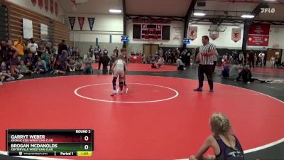 Round 2 - Garryt Weber, Keokuk Kids Wrestling Club vs Brogan Mcdanolds, Centerville Wrestling Club