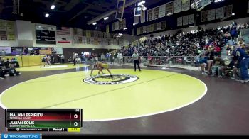 132 lbs Champ. Round 2 - Malikhi Espiritu, Temecula Valley vs Julian Solis, Calvary Chapel S.A.