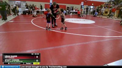 34-35 lbs Round 1 - Uriah Baker, PVBC WARRIORS vs Wyatt Cosson, Platte Valley Jr. Wrestling