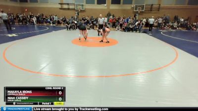 130lbs Cons. Round 2 - Makayla Irons, Centralia (Girls) vs Niah Cassidy, Union (Girls)