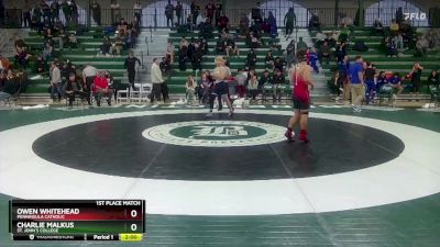 138 lbs 1st Place Match - Charlie Malkus, St. John`s College vs Owen Whitehead, Penninsula Catholic