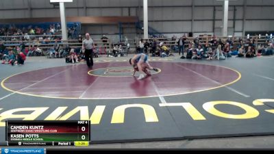 100 lbs Champ. Round 3 - Kasen Potts, Syringa Middle School vs Camden Kuntz, Southern Idaho Wrestling Club