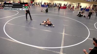 10U GIRLS - 57 lbs Quarters - Nora Stulz, Farmington Wrestling Club vs Lauren Cox, New Prague Wrestling