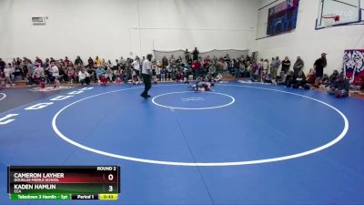 92-97 lbs Round 2 - Cameron Layher, Douglas Middle School vs Kaden Hamlin, CCA