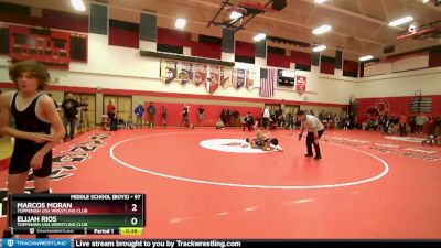 97 lbs Round 1 - Marcos Moran, Toppenish USA Wrestling Club vs Elijah Rios, Toppenish USA Wrestling Club