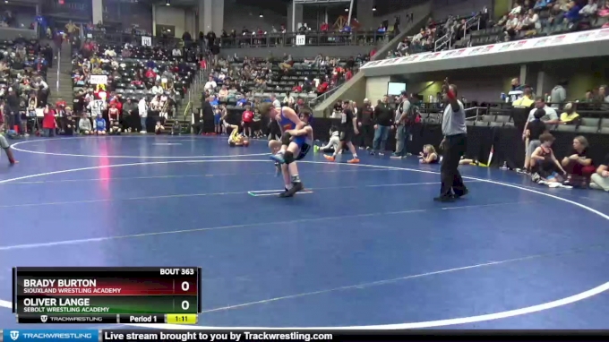 85 lbs Champ. Round 3 Oliver Lange Sebolt Wrestling Academy vs Brady Burton Siouxland Wrestling Academy