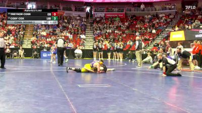 1A-165 lbs Cons. Round 2 - Treynor Cose, Coon Rapids-Bayard vs Cody Cox, Lake Mills
