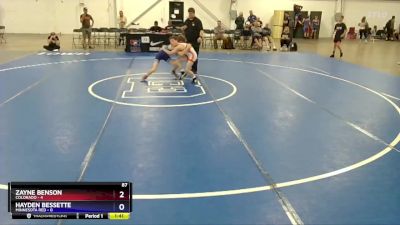 87 lbs 2nd Wrestleback (8 Team) - Zayne Benson, Colorado vs Hayden Bessette, Minnesota Red