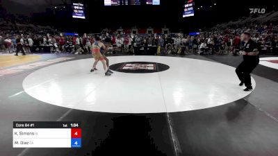 120 lbs Cons 64 #1 - Kyler Simons, IA vs Maxx Diaz, CA