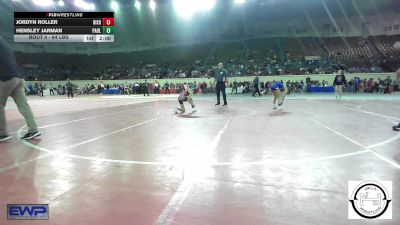 84 lbs 5th Place - Hensley Jarman, Pauls Valley Panther Pinners vs Jordyn Roller, Bixby JH Girls