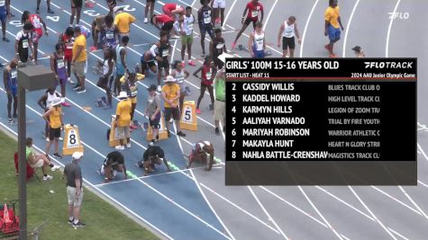Youth Girls' 100m, Finals 11 - Age 15-16