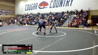 285 lbs Cons. Round 1 - Divenson Willis, Linfield University vs Logan Clayburn, Southwestern Oregon Community College