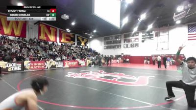 132 lbs Champ. Round 2 - Colin Ornelas, Long Beach Poly vs Brody Perez, La Serna