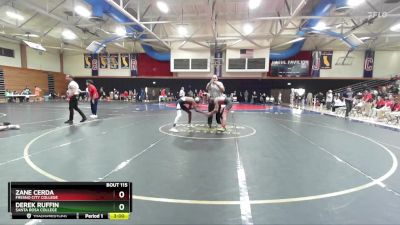 125 lbs Semifinal - Zane Cerda, Fresno City College vs Derek Ruffin, Santa Rosa College