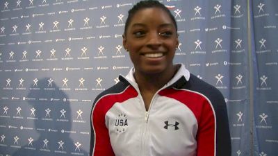 Simone Biles On First Meet Of 2016 And Question She Never Wants To Be Asked Again (USA) - 2016 Pac Rims Podium Training