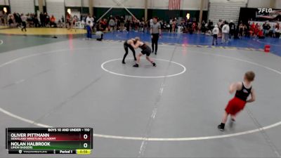 110 lbs Cons. Round 3 - Nolan Halbrook, Limon Badgers vs Oliver Pittmann, Siouxland Wrestling Academy