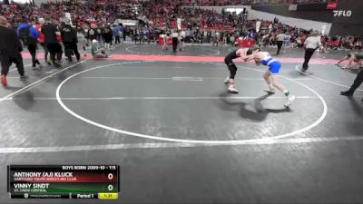 115 lbs Cons. Round 3 - Anthony (aj) Kluck, Hartford Youth Wrestling Club vs Vinny Sindt, St. Croix Central