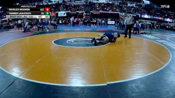AA - 118 lbs Cons. Round 2 - Tanner Laslovich, Gallatin (Bozeman) vs Reveles McEwen, Butte