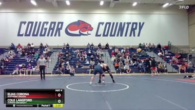 197 lbs Quarterfinal - Elias Corona, Southern Oregon vs Cole Langford, Corban University