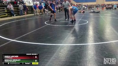 1 - 190 lbs Champ. Round 1 - Brenan Hensley, Thomas Walker HS vs Angle Archer, Cumberland