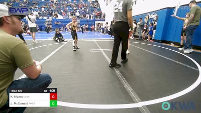 67 lbs Round Of 16 - Keegan Myers, Cushing Tigers vs Judge McDonald, American Killer Bees Edmond