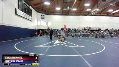 110 lbs Quarterfinal - Abbeygael Cabaug, Vanguard vs Domonique Lopez, Southern Oregon University