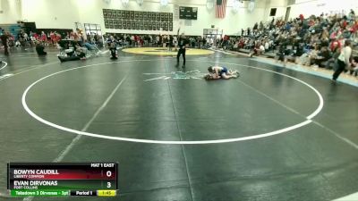 117-121 lbs Round 1 - Bowyn Caudill, Liberty Common vs Evan Dirvonas, Fort Collins