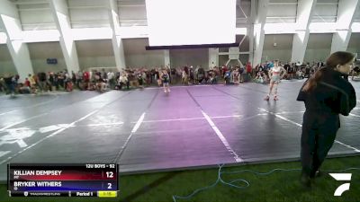 92 lbs Cons. Round 1 - Killian Dempsey, MT vs Bryker Withers, ID