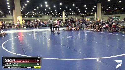 65 lbs Round 5 (8 Team) - AJ Rogers, North Desoto Wrestling Academy vs Dylan Logue, Alabama Elite Black