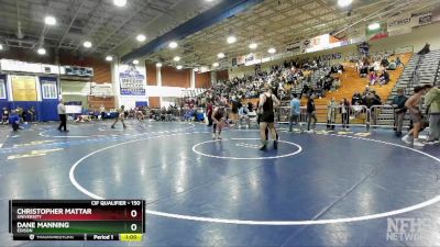 150 lbs Cons. Round 2 - Dane Manning, Edison vs Christopher Mattar, University