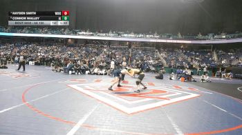6A 150 lbs Quarterfinal - Hayden Smith, White Oak High School vs Connor Walley, Alexander Central High School