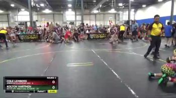 70 lbs Round 2 (6 Team) - Kolton Hartmen, No Escape Wrestling Academy vs Cole Lemberg, American Gladiators-Red