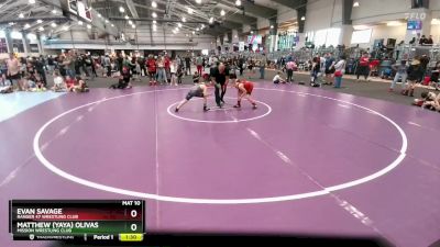 100 lbs Semifinal - Evan Savage, Ranger 47 Wrestling Club vs Matthew (YaYa) Olivas, Mission Wrestling Club