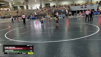 50 lbs Cons. Round 3 - Lane Brooks, Clinton Dragon Youth Wrestling vs Duke Boyd, Cookeville Wrestling Club