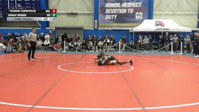 157 lbs Cons. Round 2 - Ronnie Christolin, Wesleyan (ct) vs Jonah Weber, Worcester Polytechnic