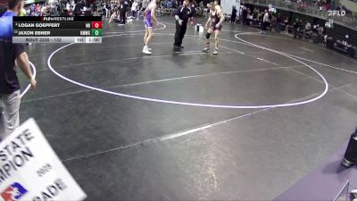 132 lbs 5th Place Match - Jaxon Ebner, Kearney MatCats Wrestling Club vs Logan Goepfert, Nebraska Boyz