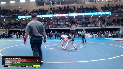 100G Semifinal - Hayden Kumfer, Student Wrestling Development Program vs Jessica LeClair, Soldotna