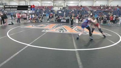 110 lbs Cons. Rd Of 16 - Madi Haywood, Chatfield Wrestling Club vs Lorien Bowns, Nyssa Bulldogs