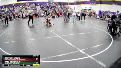 52 lbs Cons. Round 2 - Greyson Jones, Columbia KnighYouth Wrestling vs Kael Bomenblit, Legacy Elite Wrestling