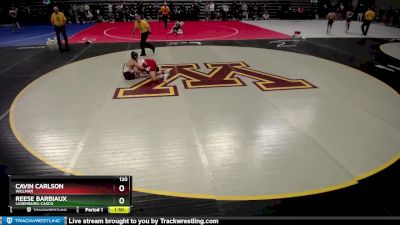 120 lbs Cons. Round 2 - Cavin Carlson, Willmar vs Reese Barbiaux, Luxemburg-Casco