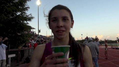 High school senior Christina Aragon after beating out pros in 4:11 1500m