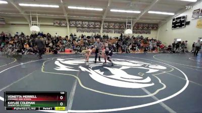 126 lbs Semifinal - Kaylee Coleman, Sandra Day O`Conner vs Vonetta Merrell, Coconino High School